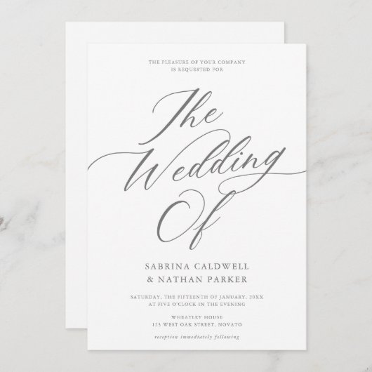 Graceful Modern Script Wedding Einladung (Vorne/Hinten)