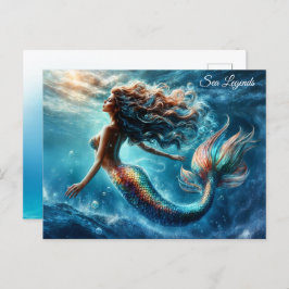 Graceful mythische Seefahrer-Meerjungfrau-Szene Postkarte