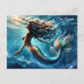 Graceful mythische Seefahrer-Meerjungfrau-Szene Postkarte (Vorderseite)