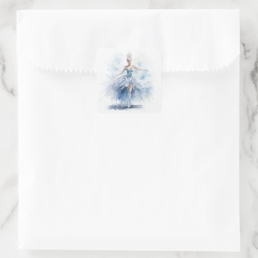 Graceful Nutcracker Snow Queen in White Quadratischer Aufkleber (Tasche)