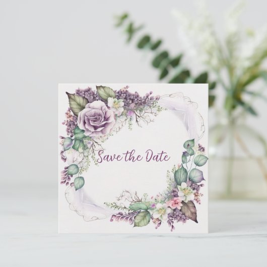 Graceful Painted Floral Save the Date (Stehend Vorderseite)