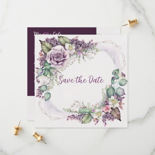 Graceful Painted Floral Save the Date (Vorderseite/Rückseite Beispiel)
