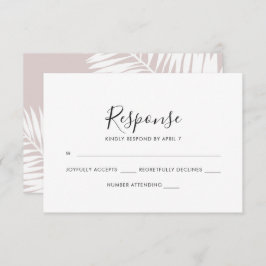 Graceful Palms Pink Wedding Rsvp Card
