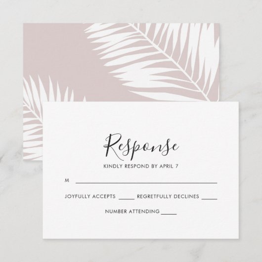 Graceful Palms Pink Wedding Rsvp Card Karte (Vorne/Hinten)