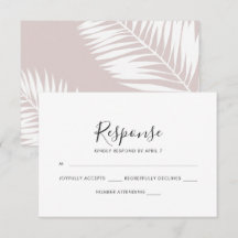 Graceful Palms Pink Wedding Rsvp Card