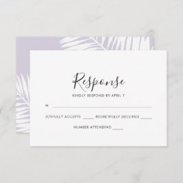 Graceful Palms Wedding Rsvp Card in Violet
