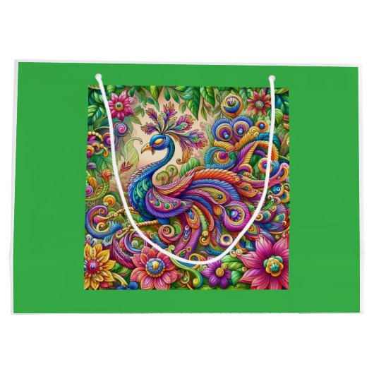 "Graceful Peacock-getarnte Geschenktasche Große Geschenktüte (Rückseite)