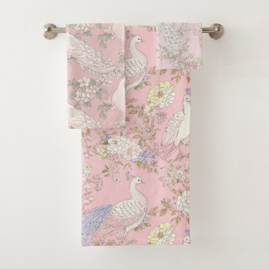Graceful Peacock ornament Towel Badhandtuch Set (Insitu)