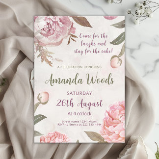 Graceful Peony Elegance Geburtstagsfeier Einladung