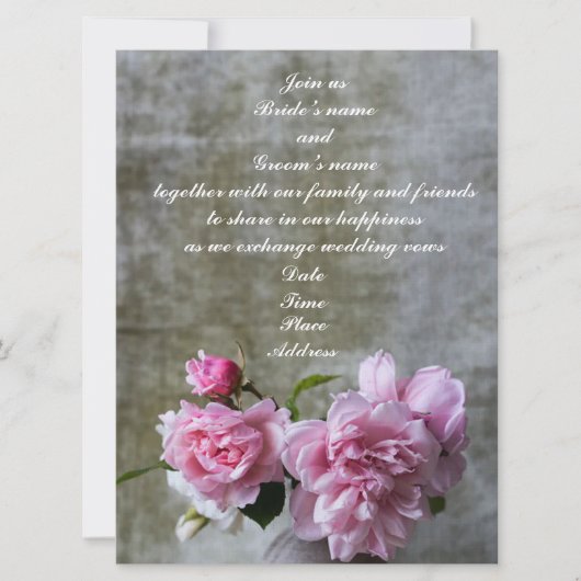 Graceful Peony Wedding Einladungen (Vorderseite)