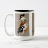 Graceful Power, Female Karate Athlete, Minimalisti Zweifarbige Tasse (Links)