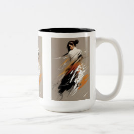 Graceful Power, Female Karate Athlete, Minimalisti Zweifarbige Tasse