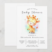 Graceful Printable Giraffe Baby Dusche Einladung (Vorne/Hinten)