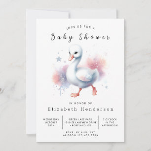 Graceful Printable Swan Baby Dusche Einladung