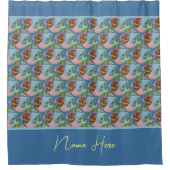 Graceful Red Hahahaaaid Pattern Personalisiert Duschvorhang (Vorderseite)