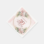 Graceful Rose Gold Blush Flowers 50th Birthday Serviette (Ecke)