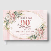Graceful Rose Gold Eucalyptus 90th Birthday Guest  Gästebuch (Vorderseite)