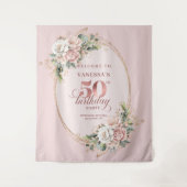Graceful Rose Gold Greenery 50th Birthday Celebrat Wandteppich (Vorderseite)