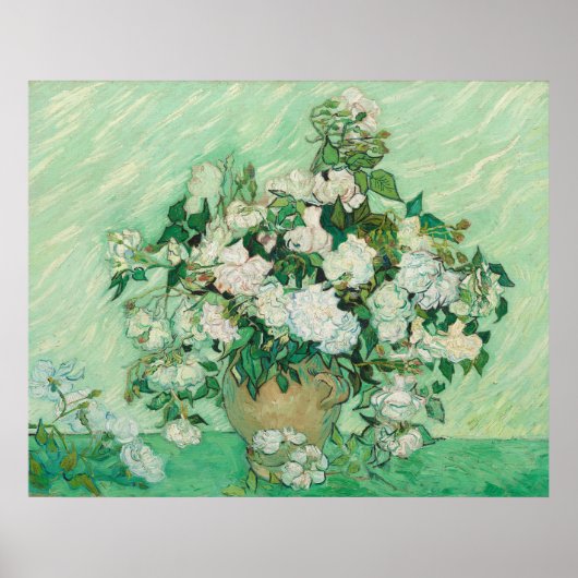 Graceful Rose in einer Vase von Vincent van Gogh Poster (Vorne)