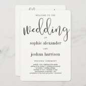 Graceful Script Wedding Zeremony Programm Black (Vorne/Hinten)