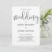 Graceful Script Wedding Zeremony Programm Black (Stehend Vorderseite)