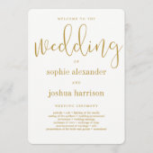 Graceful Script Wedding Zeremony Programm Gold (Vorderseite)
