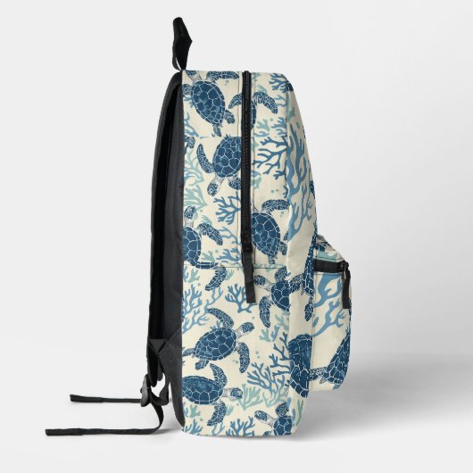 Graceful Sea Turtle and Coral Design Bedruckter Rucksack (Links)