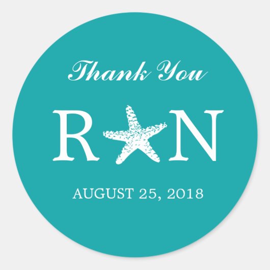 Graceful Starfish | Hochzeit Runder Aufkleber (Vorderseite)