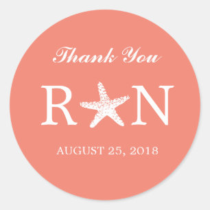 Graceful Starfish Hochzeit Runder Aufkleber