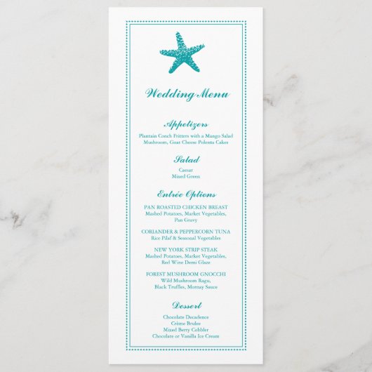 Graceful Starfish | Hochzeitsmenü Menükarte (Vorderseite)