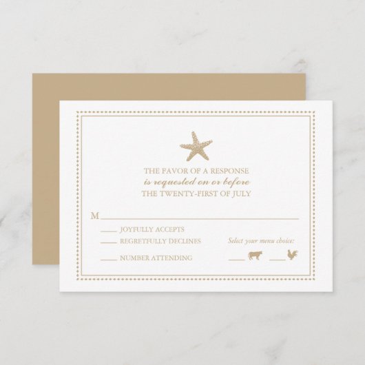 Graceful Starfish | HochzeitsrSVP RSVP Karte (Vorne/Hinten)