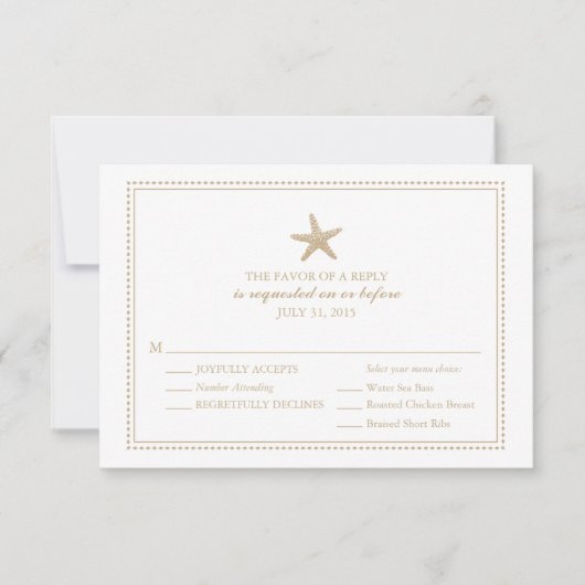 Graceful Starfish | HochzeitsrSVP RSVP Karte (Vorderseite)