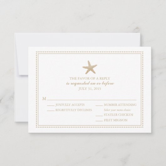 Graceful Starfish | HochzeitsrSVP RSVP Karte (Vorderseite)