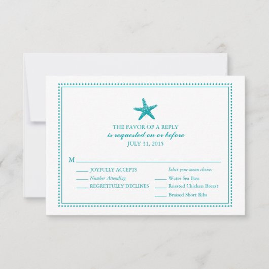 Graceful Starfish | HochzeitsrSVP RSVP Karte (Vorderseite)