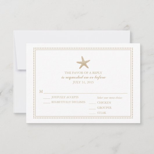 Graceful Starfish | HochzeitsrSVP RSVP Karte (Vorderseite)