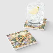 Graceful Stylish Gorgeous Vintag Pattern Stiefmütt Steinuntersetzer (Seitenansicht)