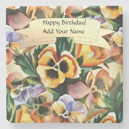 Graceful Stylish Gorgeous Vintag Pattern Stiefmütt Steinuntersetzer (Vorderseite)