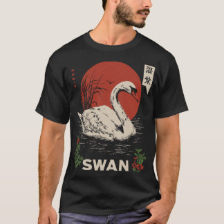 Graceful Swan Lake Serenity Vintages Design T-Shirt