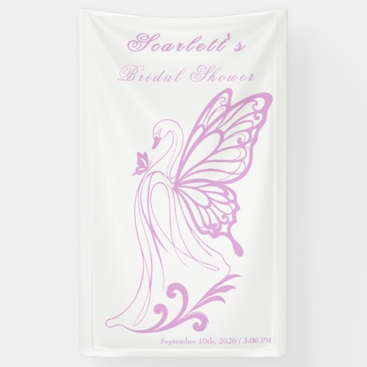 Graceful swan with butterfly wings banner (Vertikal)