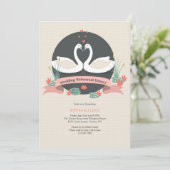 Graceful Swans Hochzeit Probe Dinner Einladung (Stehend Vorderseite)