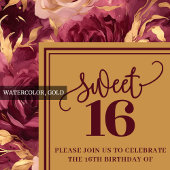 Graceful Sweet 16 Merlot Blush Gold Invitation Einladung