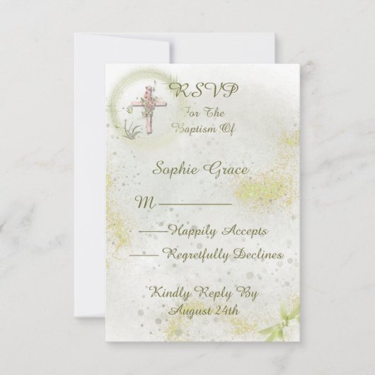 Graceful Taufe RSVP Karte (Vorderseite)