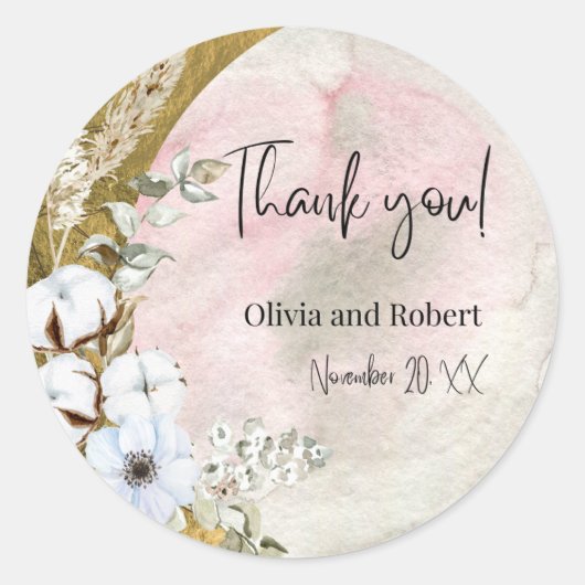 "Graceful & Timeless Danke Gastgeschenk Hochzeit R Runder Aufkleber (Vorderseite)