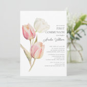 Graceful Tulips Erste Kommune Einladung (Stehend Vorderseite)