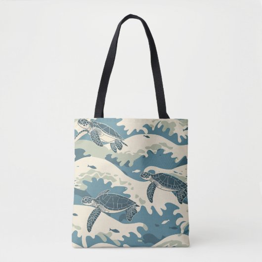 Graceful Turtles between Ocean Waves Tasche (Vorderseite)
