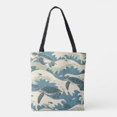 Graceful Turtles between Ocean Waves Tasche (Rückseite)