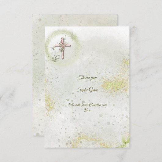 Graceful und funkelnd Taufe flache Dankkarten Dankeskarte (Vorne/Hinten)