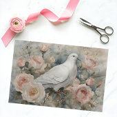 Graceful White Dove mit Pastellrosa Rosen Seidenpapier
