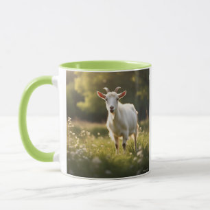 "Graceful White Goat - Serene Farm Life Tasse