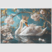 Graceful White Swan Blossom Branchen Decoupage Seidenpapier (Vorderseite)